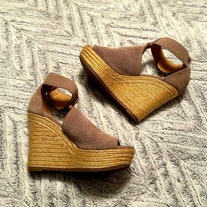 Marc Fisher Tan Suede Platform Wedges
